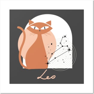 Leo Zodiac Cat Modern Astrology Horoscope Kitty Posters and Art